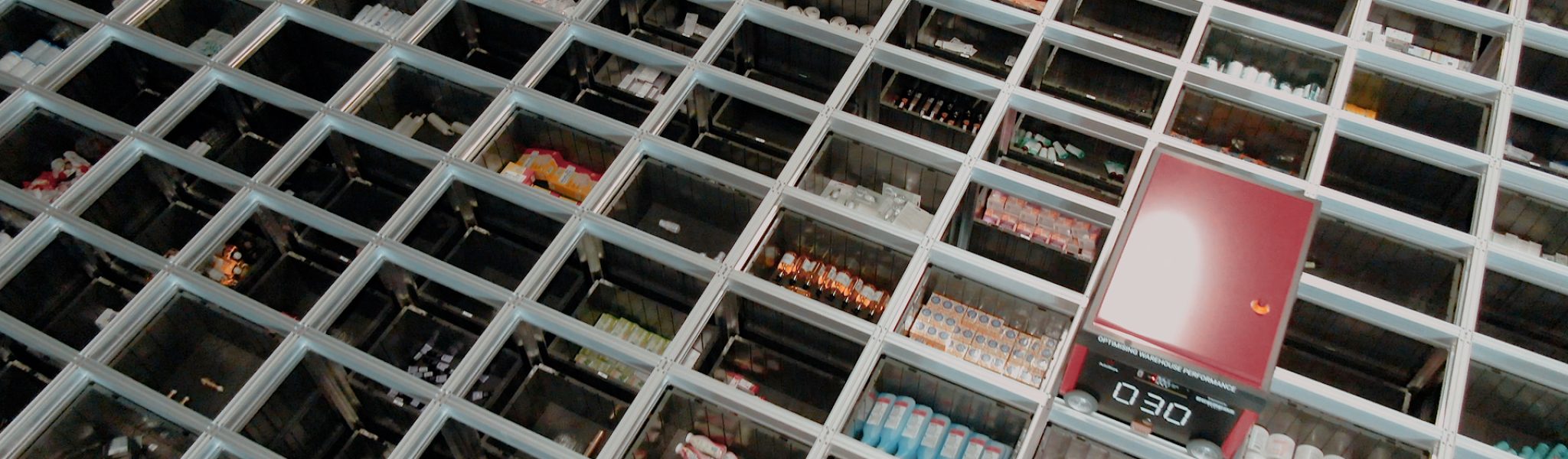 Above view of autostore bins